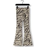 NIK&NIK Flared Broek met Zebraprint Ecru/Zwart