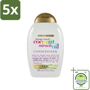 5 x OGX - Coconut Miracle Oil - Conditioner - Herstellend - Voor Beschadigd Haar - 385 ml - Grootverpakking - Haar Conditioner - Herstellende Conditioner - Kokosolie Conditioner - Conditioner Voor Beschadigd Haar - Conditioner Voor Droog Haar