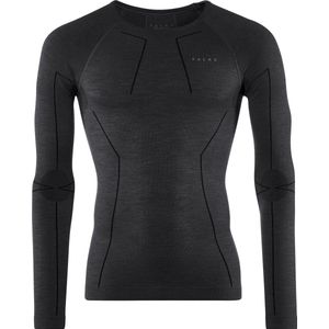 FALKE Wool Tech. Regular Fit Base Layer Top Met Lange Mouwen Sneldrogend Warm Ademend Merino Thermo Ondergoed Zwart Heren Underwear - Longsleeve - Maat M