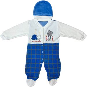 Onesie met berenprintje voor jongens - Maat 6-9 maanden - Donkerblauw - Kraamcadeau - Babyshower