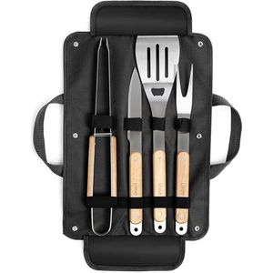 Barbecue-accessoires, roestvrij staal, hoogwaardig BBQ-bestek, met draagbare opbergkoffer, perfecte barbecue-gereedschapsset voor mannen, met vleesthermometer, cadeau,