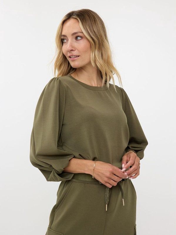 Esqualo - Sweater - Groen - Twisted Sleeve Modal