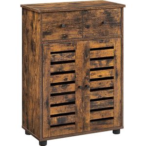 Nancy's Dinuba Dressoir - Badkamerkast - Ladekast - Opbergkast - Verstelbare Planken - Industrieel - Bruin - Zwart - 60 x 30 x 82 cm