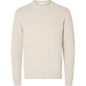 Selected Homme Heren trui SLHDANE regular fit Beige M Ronde Hals Volwassenen