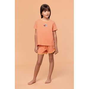 Woody - 251-10-PZG-Z/912 - Pyjama - Koraal Oranje Gestreept - Lieveheersbeestje