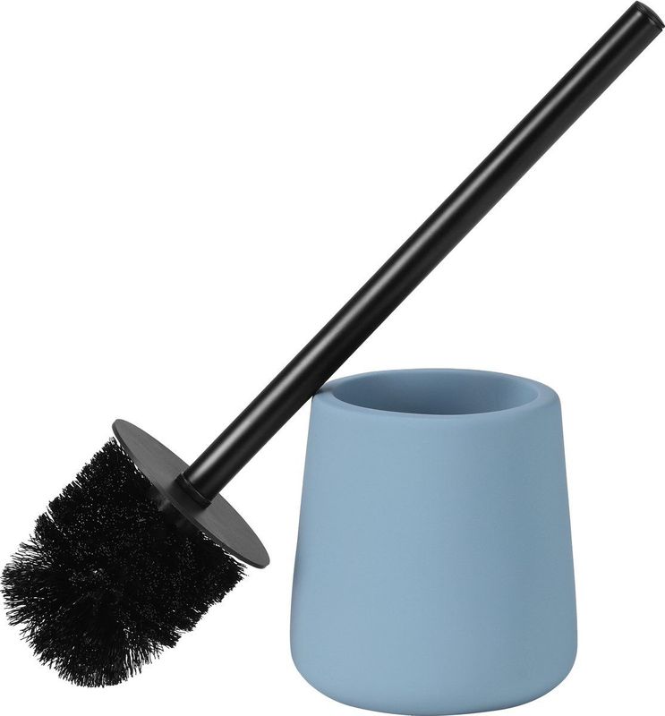 Navaris - WC Borstel met Houder - Blauw - 16 x 16 x 38 cm - Roestvrij Staal en Rubber