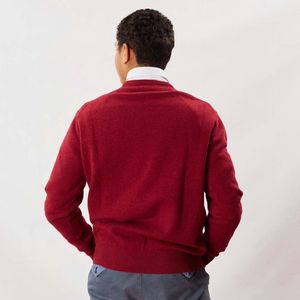 Osborne Knitwear Trui met V hals - Sweater heren in Lamswol - Pullover Heren - Poppy Melange - 4XL