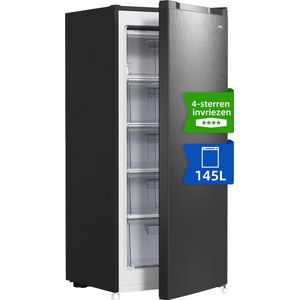 CHiQ FSD160D4E - Vrijstaande Vriezer - 145 Liter - Snel Invriezen - Energieklasse E - Verstelbare Thermostaat - Omkeerbare Deuren - Stijlvol Zwart Ontwerp