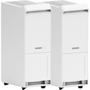 2x Sofresh luchtontvochtiger 25 Liter per dag - Ontvochtiger en Dehumidifier voor Kelder, Badkamer, Zolder en woonkamer - Wit