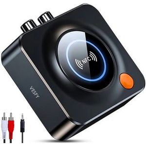 Vesfy Bluetooth Ontvanger - Bluetooth 5.1 Adapter - NFC - AUX & RCA - Voor Stereo, Speakers & Auto