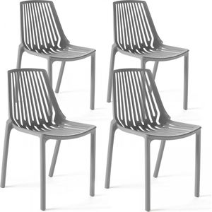 Oviala - Set van 4 grijze plastic stoelen