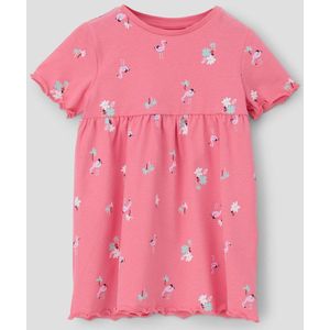 Jurk - Katoenen Jurk - Met Plooien - Ronde Halslijn - Korte Mouwen