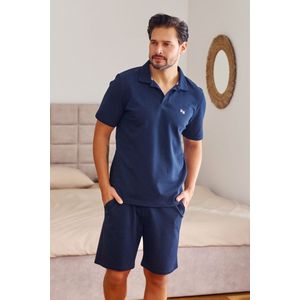 Doctor Nap Katoenen Pyjama Heren Volwassenen Korte Mouw Korte Broek Shortama DN Polo Navy PMB.7216 M