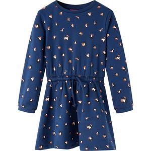 vidaXL - Kinderjurk - met - lange - mouwen - 140 - marineblauw