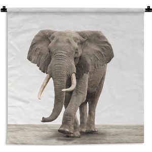 Wandkleed Animalprintshop - Olifant dierenprint kinderkamer Wandkleed katoen 120x120 cm - Wandtapijt met foto