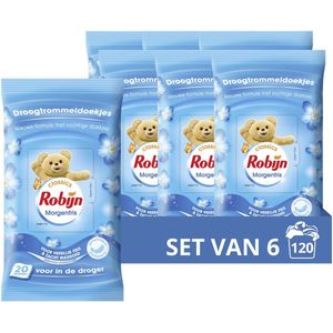 Robijn Classics Droogtrommeldoekjes - Morgenfris - beschermen kleuren en stoffen en helpen tegen statische kleding - 6 x 20 stuks
