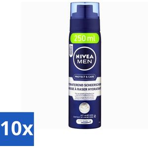 10 x Nivea - Scheerschuim Men - Original - Beschermend - 250 ml - Scheerirritatie - Hydraterende Scheerschuim - Scheerbeurt - NIVEA Scheerschuim