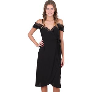 John Zack Zwarte slip-on midi-jurk