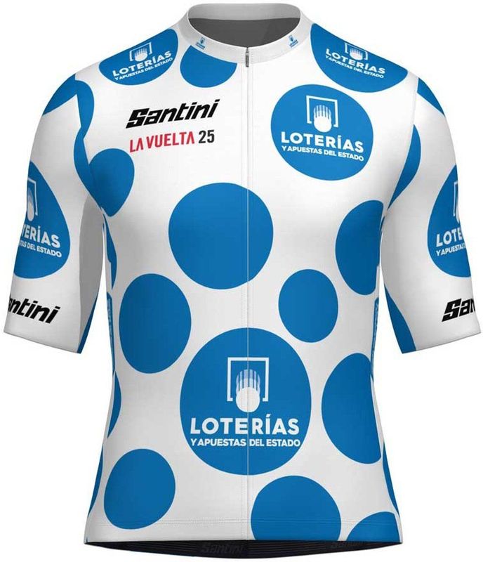 Santini La Vuelta Polka Dot Jersey Fietsshirt (Heren |blauw)