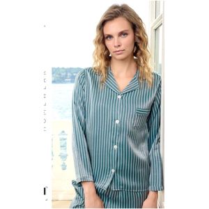 Katoen Satijn Pyjama Set Isabella/ Groen/ XXL