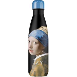 IZY Drinkfles - Vermeer - Meisje met de Parel - Inclusief donatie - Waterfles - Thermosbeker - RVS - 12 uur lang warm - Kerstcadeau - 500 ml