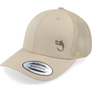 Hatstore- Brown Fish Hook Logo Khaki Trucker - Skillfish Cap