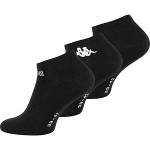 Kappa - Enkelsokken - Sneakersokken - Korte sokken - 3 Pack - Zwart - Maat 39-42