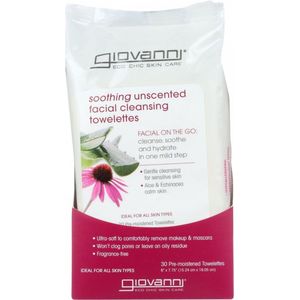 Giovanni Cosmetics - Facial Cleansing Towelettes Soothing Unscented with Aloe & Echinace (Soothing) - 30 st.