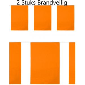 Horeca vlaggenlijn Oranje  2 stuks  XL Brandvertragend ,PVC, rechthoek oranje 20 meter , EK, Voetbal , Oranje vlaggetjes, Koningsdag, Carnaval,.