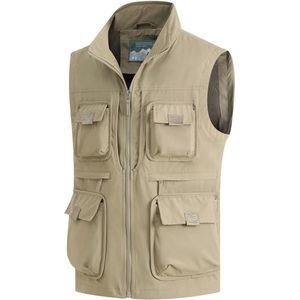 Lichtgewicht Ademend Multifunctioneel Outdoor Vest voor Heren met Veel Zakjes - Sneldrogend Mouwloos Jas voor Visserij, Vrije Tijd en Trekking
