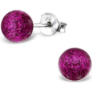 Aramat jewels ® - Zilveren pareloorbellen glitter 925 zilver roze 6mm