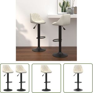 The Living Store Barkrukken - Fluweel - 46 x 44 x (82-103) cm - Crème - Gasveer - 360 graden draaibaar - 2 stuks