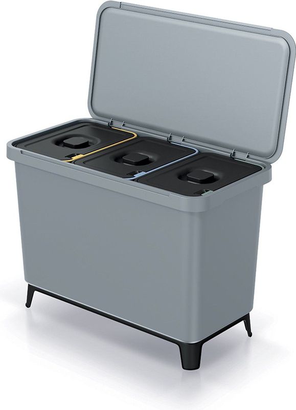 Prosperplast Keden SYSTEMA - Afvalbak / Prullenbak met scheidingsbakken 3x10L - Grijs