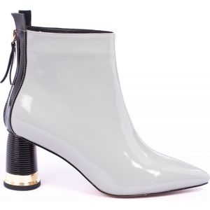 Zerba - Dames Enkellaarzen - Maat 40 - Grijs Leer - Agento