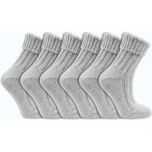 Wollen sokken | Omslag sokken | Alpacawol | Kleur: Grijs | 6 paar