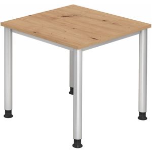 HILO 8 S | Bureau - 80 x 80 Tafelhoogte I In hoogte verstelbaar Knoestige Eiken