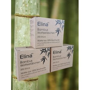 Wattenstaafjes katoen - Biologisch - afbreekbaar - Elina-Med - Bamboe - 600X