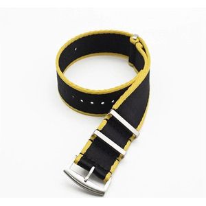 NATO Strap - Horlogebandje - Premium - Zwart / Geel - 20 mm - Inclusief Watchtool - Bandjesbaas