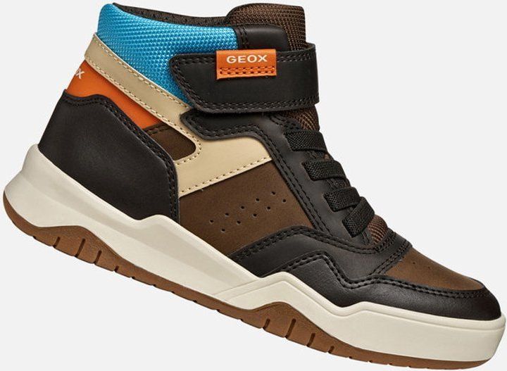 GEOX - Perth - Hoge Sneakers - Kastanje/Blauw - Polyurethaan