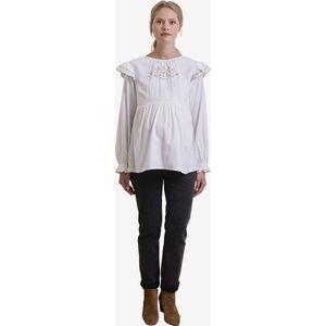 Vertbaudet - Geborduurde Zwangerschapsblouse - Wit - Katoen en Viscose
