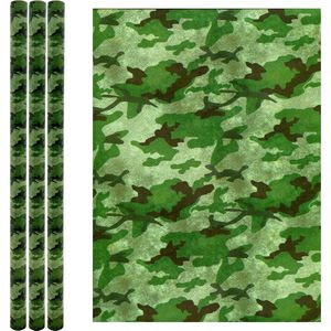 Army cadeaupapier - Inpakpapier camouflage groen - 200 x 70 cm - 3 Stuks