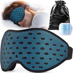 Ademend 3D-slaapmasker voor zijslapers met opbergtas en oordopjes - Blauw