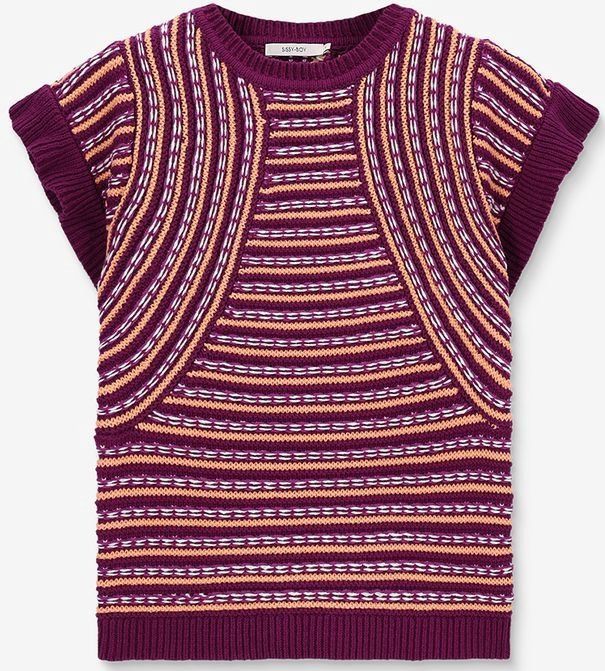 Sissy-Boy - Gebreide Trui - Paars - Met Streepjespatroon
