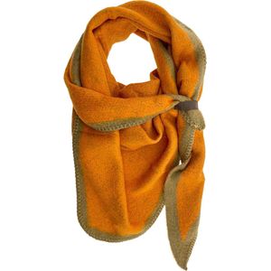LOT83 Sjaal Nina - Vegan leren sluiting - Omslagdoek - Ronde sjaal - Oranje, bruin - 1 Size fits all