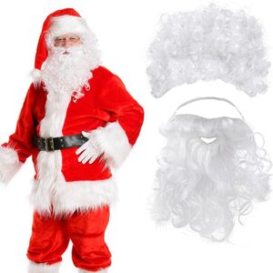 Kerstman pruik en baard set - witte pruik en baard voor mannen en vrouwen - kerst kostuum accessoires - nep haar en baard voor maskerade feest cosplay