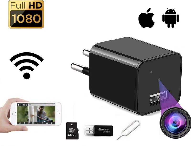 Trend Goods - Spy Camera USB Adapter - Beveiligingscamera - Incl. 64GB Micro SD kaart - Nachtzicht - Bewegingssensor