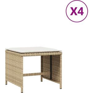 vidaXL - Tuinkrukken - 4 - st - met - kussens - 40x40x35 - cm - poly - rattan - beige