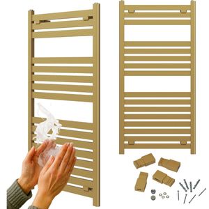 Granitan Handdoekradiator Enzo - 120x60cm - Goud - Ladderdesign - Badkamer Verwarming - CV Radiator