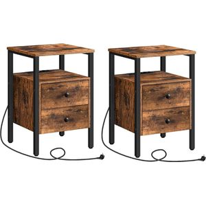 Goodivery - Ladekastje - ladekasten slaapkamer - ladekastje bureau - lade kastje - ladenkastje op wieltjes - 40x40x61cm - Donkerbruin ( 2 st)