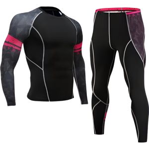 WoYoW® - Mannen Fleece Ski Thermisch Ondergoed Set - Compressie - Winter Warm Kompres Lange - Onderbroek Shirt & Tops Bottom pak - Warmte - XXXL - Pruim